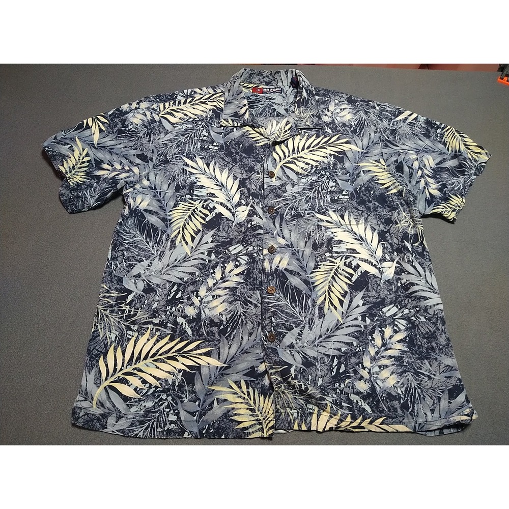 Reel Legends Tropical Shirt Men XL Blue Tropical‎ Island Hawaiian Short Sleeve